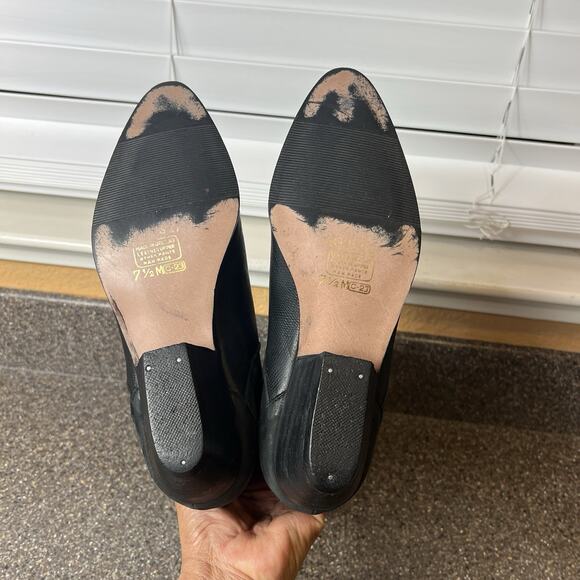 Botalino Women's Size 7.5 M Black Nubuck Leather Mid Calf Boots Pull On Low Heel - Picture 8 of 9